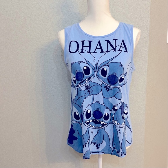 OHANA! Genuine Disney STITCH Sleeveless Tee juniors sz L (11-13) - Picture 1 of 5